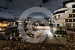 Bristol Waterfront at night Harbourside Inlet near Millennium promenade