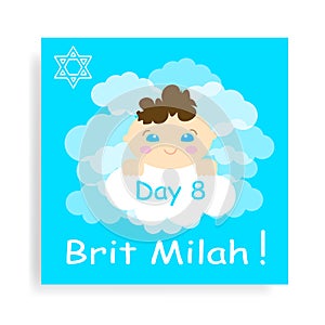 Brit Milah Jewish tradition, holiday. Judaism. Greeting cards for a baby boy. vector illustration