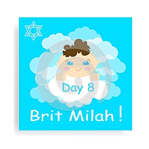 Brit Milah Jewish tradition, holiday. Judaism. Greeting cards for a baby boy. vector illustration photo
