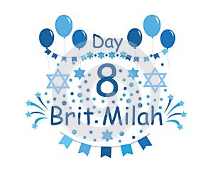 Brit Milah Jewish tradition. Holiday. Judaism. Greeting cards for a boy. vector illustration photo