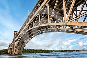 Britannia bridge over Menai Strait in North Wales