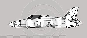 British Aerospace Hawk 200. Vector drawing of light multirole fighter.