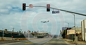 British Airways plane with a Boeing 747 lands on Los Angeles airport. photo