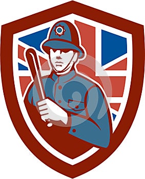 British Bobby Policeman Truncheon Flag Shield Retro