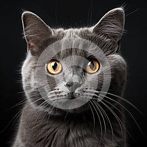 British breed cat on a black background. Generative AI