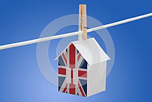 British, britain flag on paper house