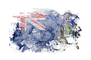 British, Britain, South Georgia and the South Sandwich Islands flag background painted on white paper with watercolor