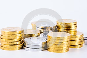 British coins arranged on a white background