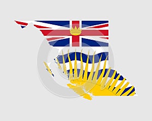 British Columbia Map Flag. Map of British Columbia Canada with flag. Canadian Province. Vector illustration Banner