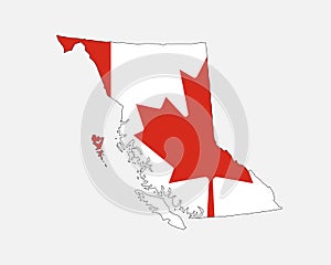 British Columbia Map on Canadian Flag. BC, CA Province Map on Canada Flag. EPS Vector Graphic Clipart Icon