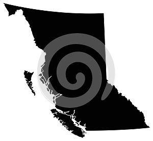 British Columbia map - province in Canada photo