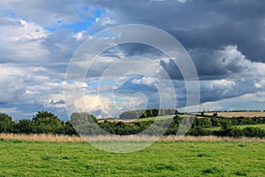 British countryside and moody clouds