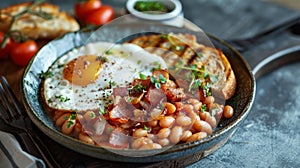 british cuisine, enjoy some baked beans, a popular accompaniment to a full english breakfast experience photo