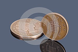 British decimal coins on dark background
