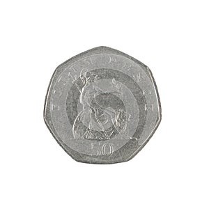 British fifty pence coin reverse