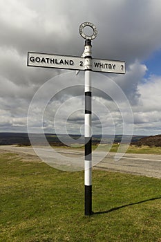 British Finger post sign, North Yorkshire Moors.