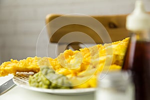 British Fish and Chips on a newspaper print plate