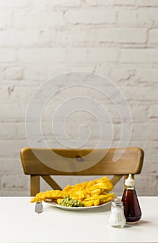 British Fish and Chips on a newspaper print plate