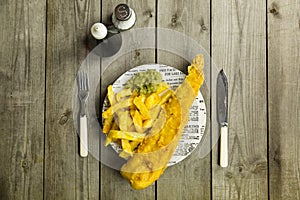 British Fish and Chips on a newspaper print plate