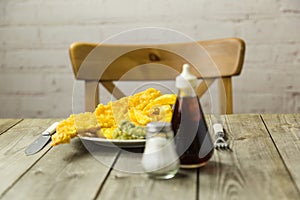 British Fish and Chips on a newspaper print plate