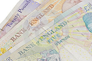 British five ten and twenty pound