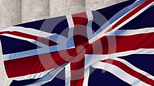british flag on the background of government columns