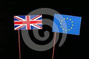 British flag with European Union EU flag on black