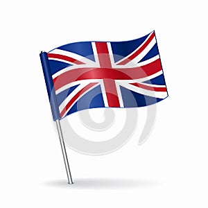 British flag map pointer layout. Vector illustration.