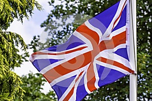 British flag with natural blurred background