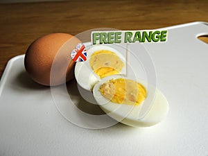 British food: free range, organic, hard boiled eggs