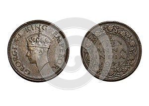 British Indian King George VI 1/12 Anna Copper Coin