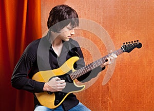 British indie pop rock look young guitar player photo