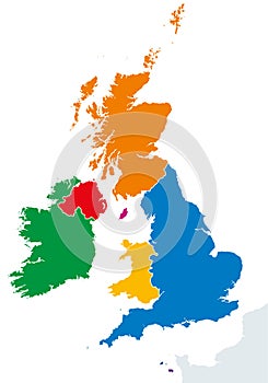 British Isles countries silhouettes map