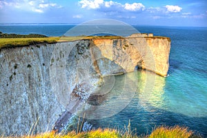 British Jurassic Coast chalk stacks Old Harry Rocks Dorset England UK east of Studland like a painting