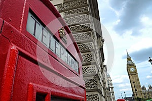 British landmark of telephone booth and big ben