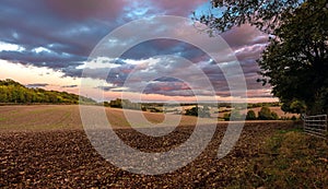 British landscape during sunset