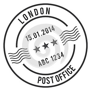 British mail round stamp. Post office label