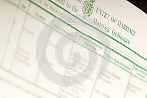 British marriage certificate photo