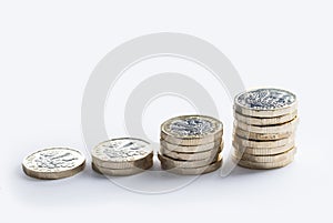 UK money in increasing piles photo