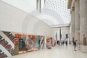 British Museum Great Court interior, book shop in London