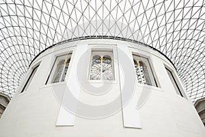 British Museum Great Court interior, glass ceiling in London