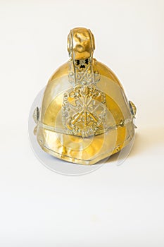 British Other Ranks Merryweather Brass Fire Helmet, front view