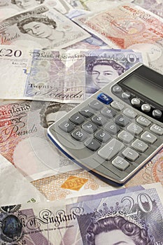 British Paper Currency And Calculator