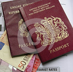 british passport and euro