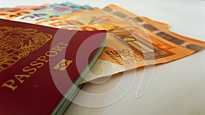 British Passport and Euro Banknotes