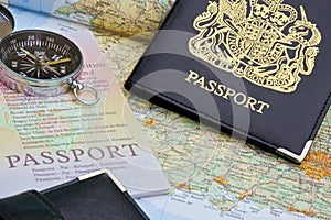 British passport and map