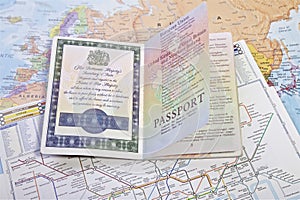 British Passport on world map