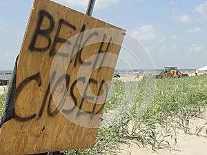 British Petroleum Deepwaer Horizon Beach closed sign