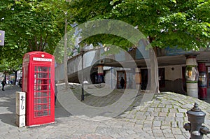 British phone booth near Hundertwasser House in Vienna