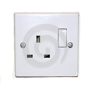 British plug socket isolated on white